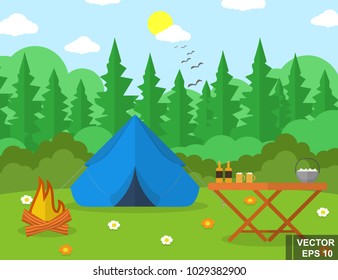 Landscape. Recreation. journey. Spring. Heat. Rest in tents. Trip. For your design.
