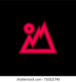 Landscape red glowing neon ui ux icon. Glowing sign logo vector