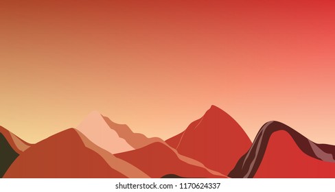 Landscape red mountains on Mars