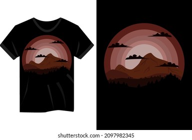 Landscape retro design mockup brown