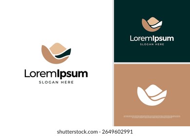 Landscape of river, creek and valley logo design template. Nature logo vector design