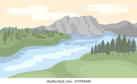 landscape river mountain forest