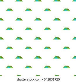 Landscape with river and mountain pattern. Cartoon illustration of landscape with river and mountain vector pattern for web