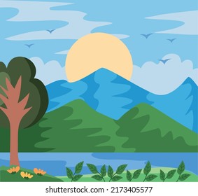 landscape with river nature scene