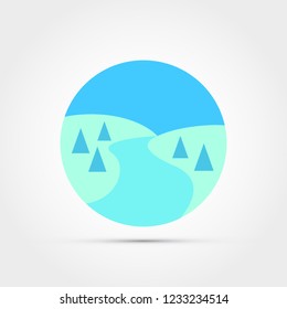 Landscape, river  and trees vector illustration