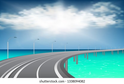 landscape of road across the sea