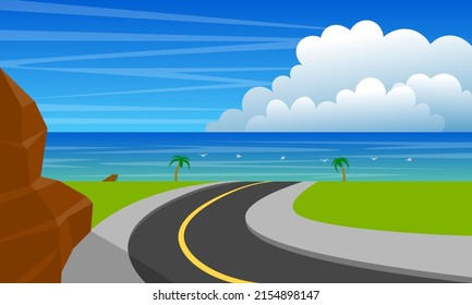 paisaje de carretera en la playa en tiempo de día