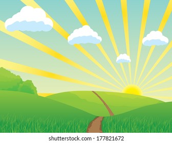 Landscape Road Clouds Stock Vector (Royalty Free) 177821672 | Shutterstock