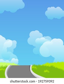 Landscape with road and clouds