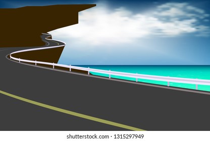 landscape of road on the beach