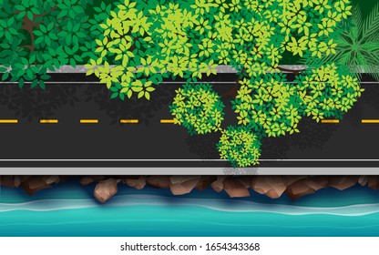 landscape of road on the beach