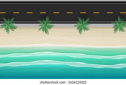landscape of road on the beach in the summer 