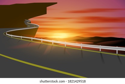 landscape of road on the mountain 
 in the morning