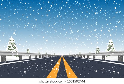 landscape of road in snow day