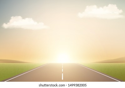 夕焼け 一本道 のイラスト素材 画像 ベクター画像 Shutterstock