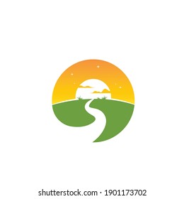 landscape road way vector icon illustration design template