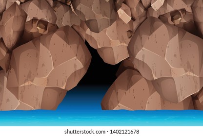landscape of rock cave in the ocean