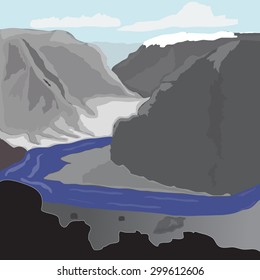 Landscape with rocks and river