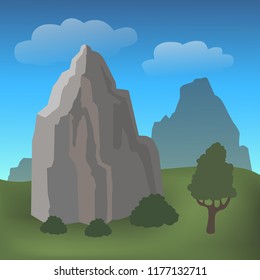 landscape with rocks and trees