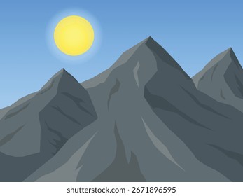 Landscape rocky mountain range with sun