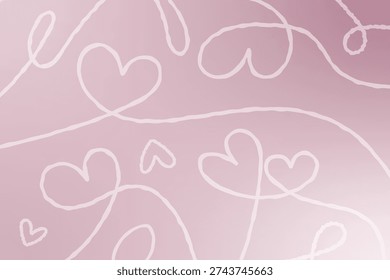 Landscape Rose Gold Subtle Hearts Doodle Hand Drawn Valentines Day Wedding Feminine Girly Abstract Background Illustration