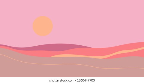 Paisaje en color arena. Ilustración vectorial.