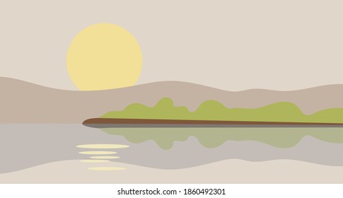 Landschaft in Sandfarben. Vektorgrafik.