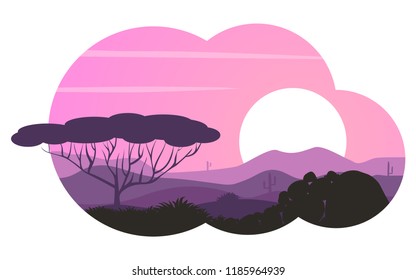 Landscape Savannah. Vector illustration