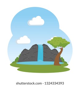 landscape savannahh with waterfall