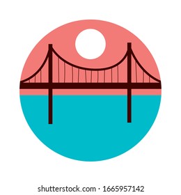 escenario paisajístico con diseño de ilustración vectorial de estilo plano puente