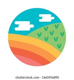 landscape scene with grass flat style icon vector illustration design