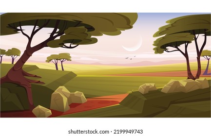 Ilustración del diseño de vectores de naturaleza de escenas paisajísticas
