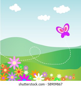 landscape scenery with butterfly