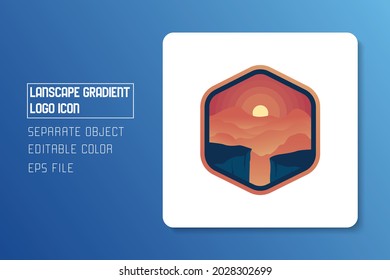 landscape scenery gradient logo icon sticker