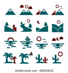 landscape, scenery icon set