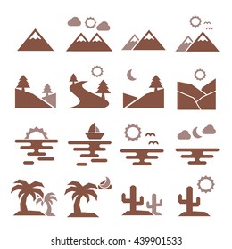 landscape, scenery icon set