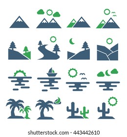 landscape, scenery icon set