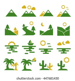 landscape, scenery icon set
