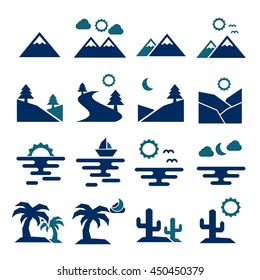 landscape, scenery icon set