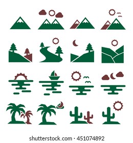 landscape, scenery icon set