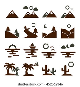 landscape, scenery icon set