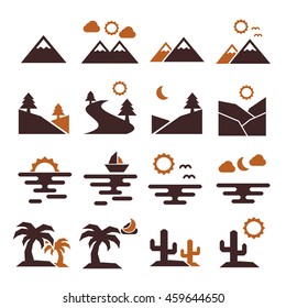 landscape, scenery icon set