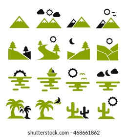 landscape, scenery icon set