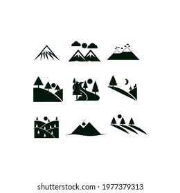 landscape, scenery icon vector set