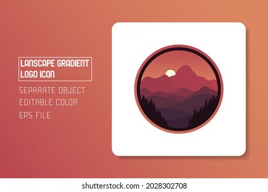 landscape scenery mountain gradient logo icon sticker