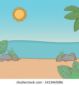 Landscape of sea and beach design vector illustration