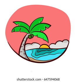 landscape sea beach doodle
