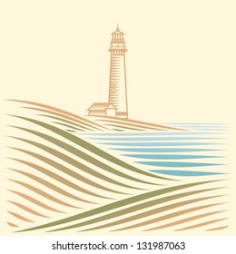 landscape with sea and Lighthouse