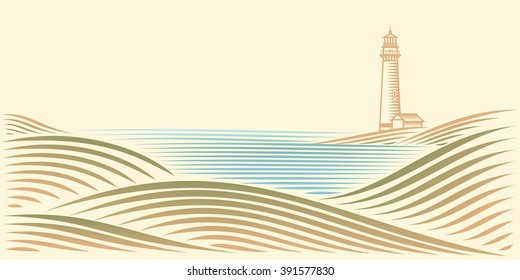 landscape with sea and Lighthouse