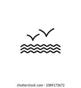 landscape of the sea line icon